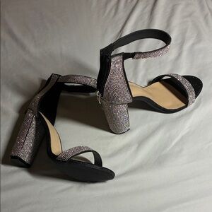 SHEIN Black and Silver Block Heels